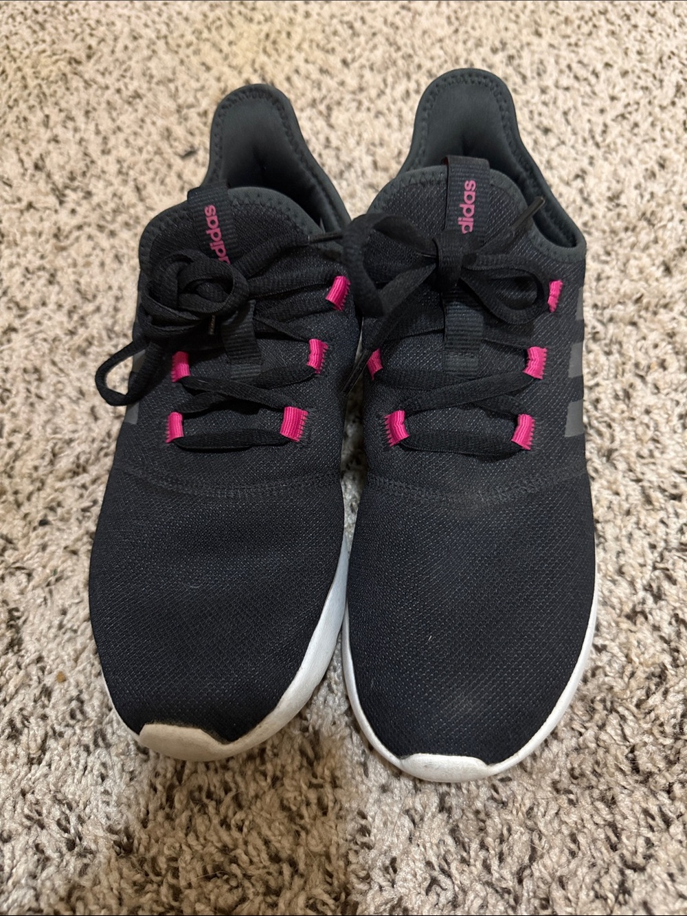 adidas Black Sneakers with Pink Accents and White Soles